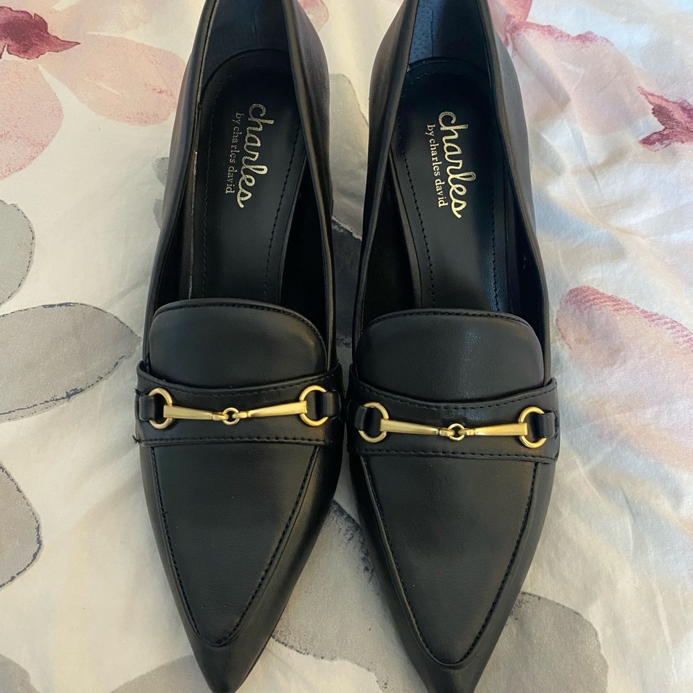 Charles Black Loafers with Gold Accent